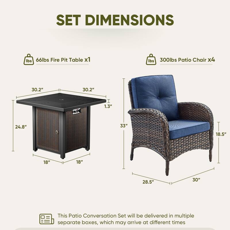 Outdoor Chairs with Fire Pit Table Set