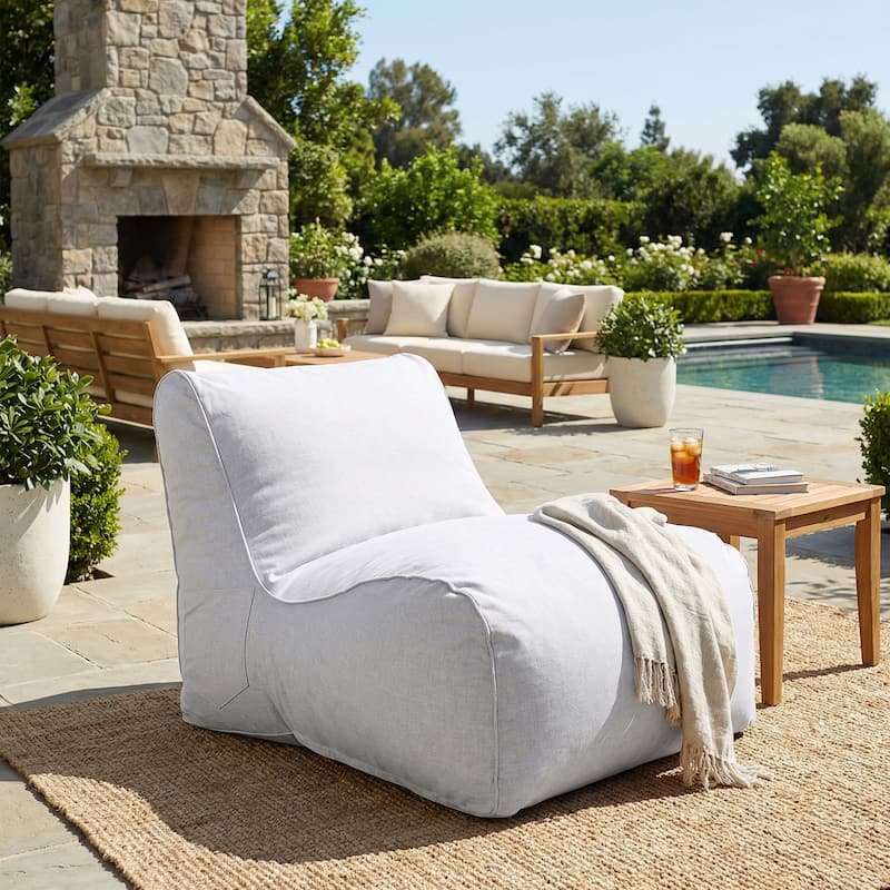 Christopher Knight Home - Moira Modern Outdoor Upholstered Bean Bag Chair with Shredded Foam Fill - Gray - Single