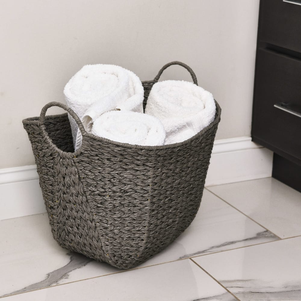 Household Essentials Woven Paper Rope Storage Basket with Handles