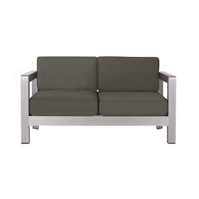 Aviara Outdoor Aluminum Loveseat with Cushions by Christopher Knight Home