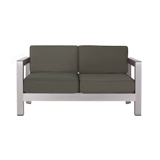 Aviara Outdoor Aluminum Loveseat with Cushions by Christopher Knight Home