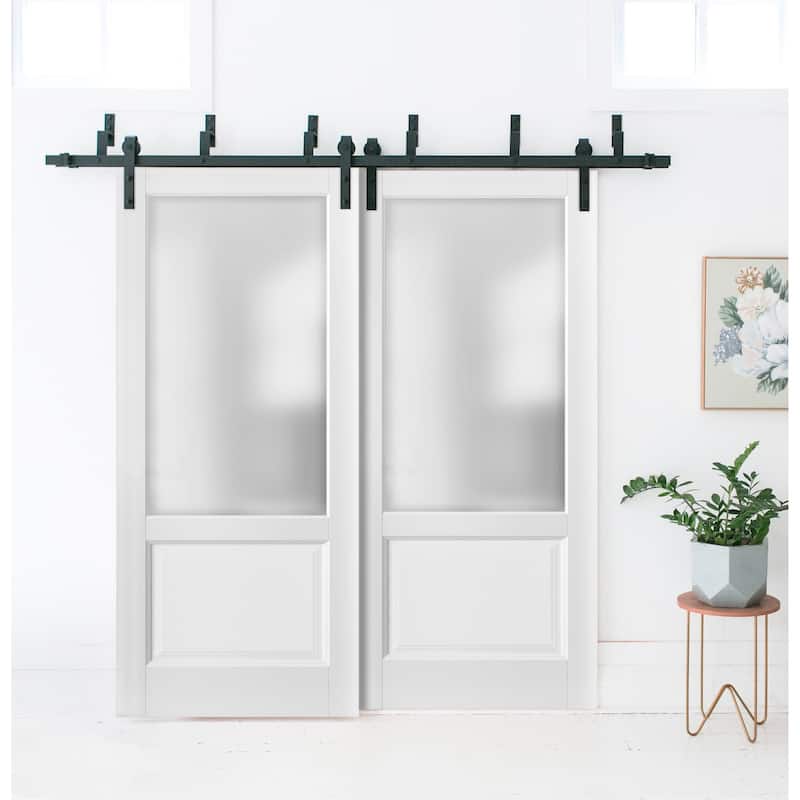 Lite Slab Barn Door Panel / Lucia 22 White Frosted Opaque Glass
