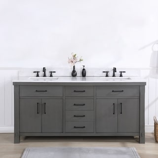 Viella 72" Double Sink Bath Vanity in Rust Grey with Countertop