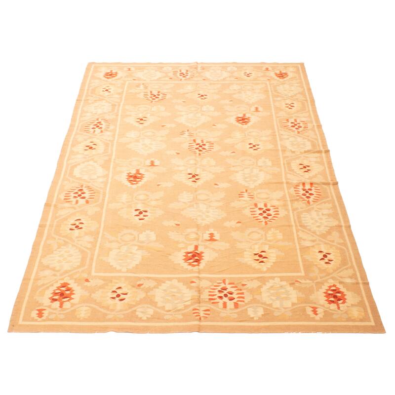 ECARPETGALLERY Flat-Weave Ankara Tan Wool Kilim - 5'11 x 9'8