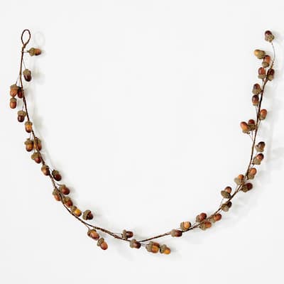 44" Artificial Acorn Garland For Fall Harvest Or Christmas, Set of 2