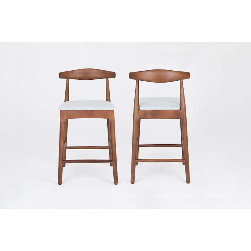 Mid-Century Modern Design Solid Wood 24" Counter Stools, Upholstered Counter Stools with Wood Legs