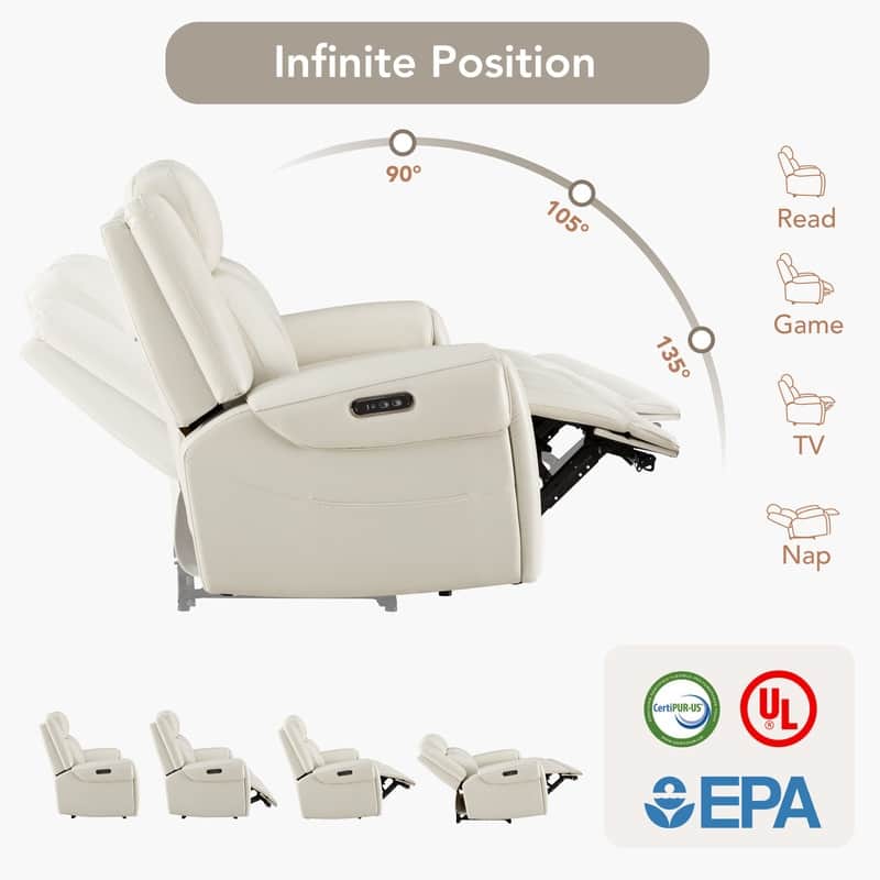 Spruce & Spring Leo Power Wall Hugger Reclining Sofa with Multi-Function Console