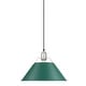 preview thumbnail 1 of 9, Golden Lighting Orwell Single Light 14" Wide Pendant in Pewter with Pewter / Pine Green Shades