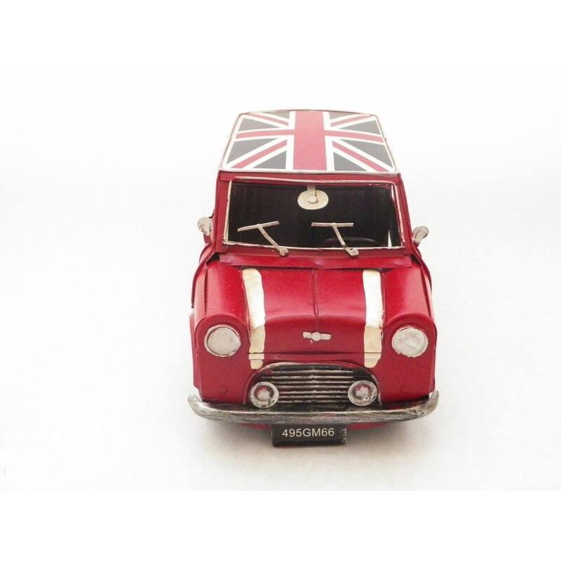 1960 Red Mini Cooper With British Flag On The Roof Car Automobile Gift Figurine
