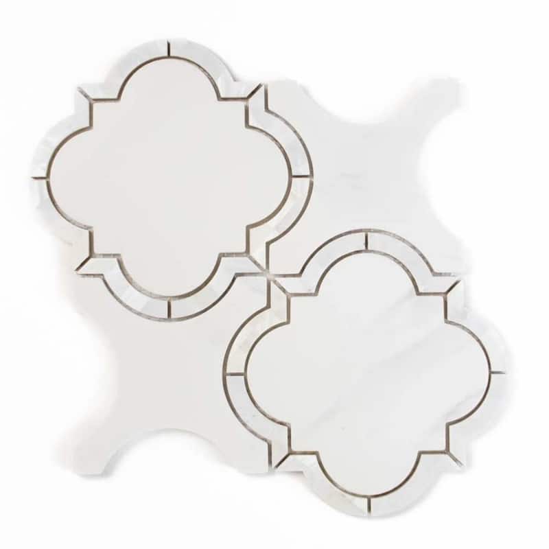 Delphi Pearl 12x12 Glass Arabesque Mosaic Tile - Wall, Backsplash - 4 x 4 Sample - Statuario