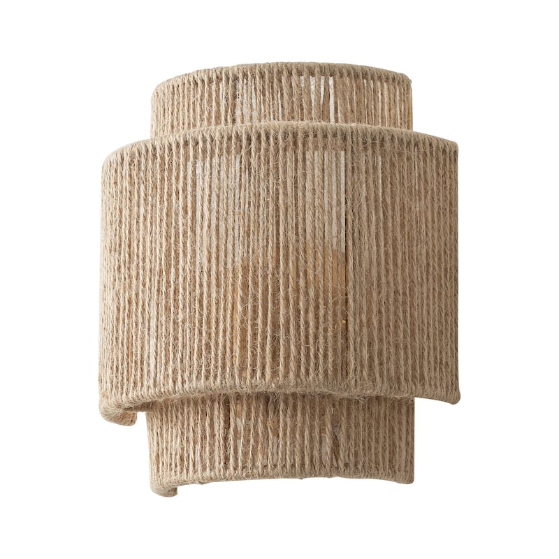 Bohemian Hand-Woven Hemp Rope 1-Light Dimmable Wall Sconce Fixture