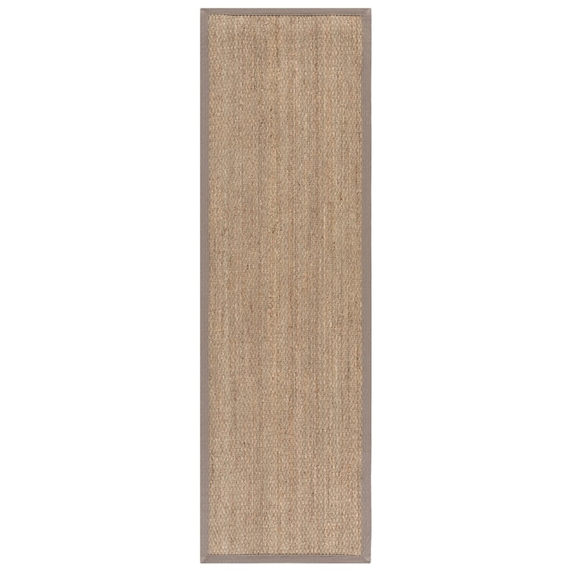 SAFAVIEH Natural Fiber Lovie Farmhouse Seagrass Rug - 2'6" x 8' Runner - Natural/Grey