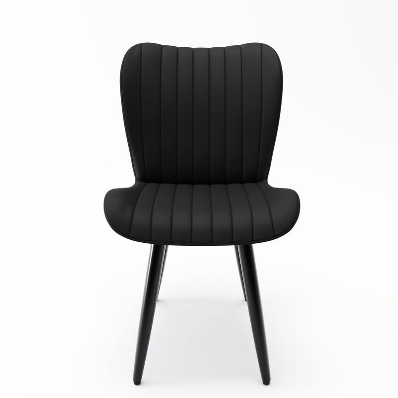 Set of 4 Modern PU Leather Dining Chairs with Thick Cushions & Metal Legs, Faux Leather Side Chairs for Kitchen