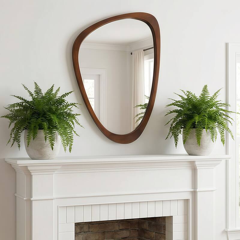 Irregular Solid Wood Frame Decorative Mirror