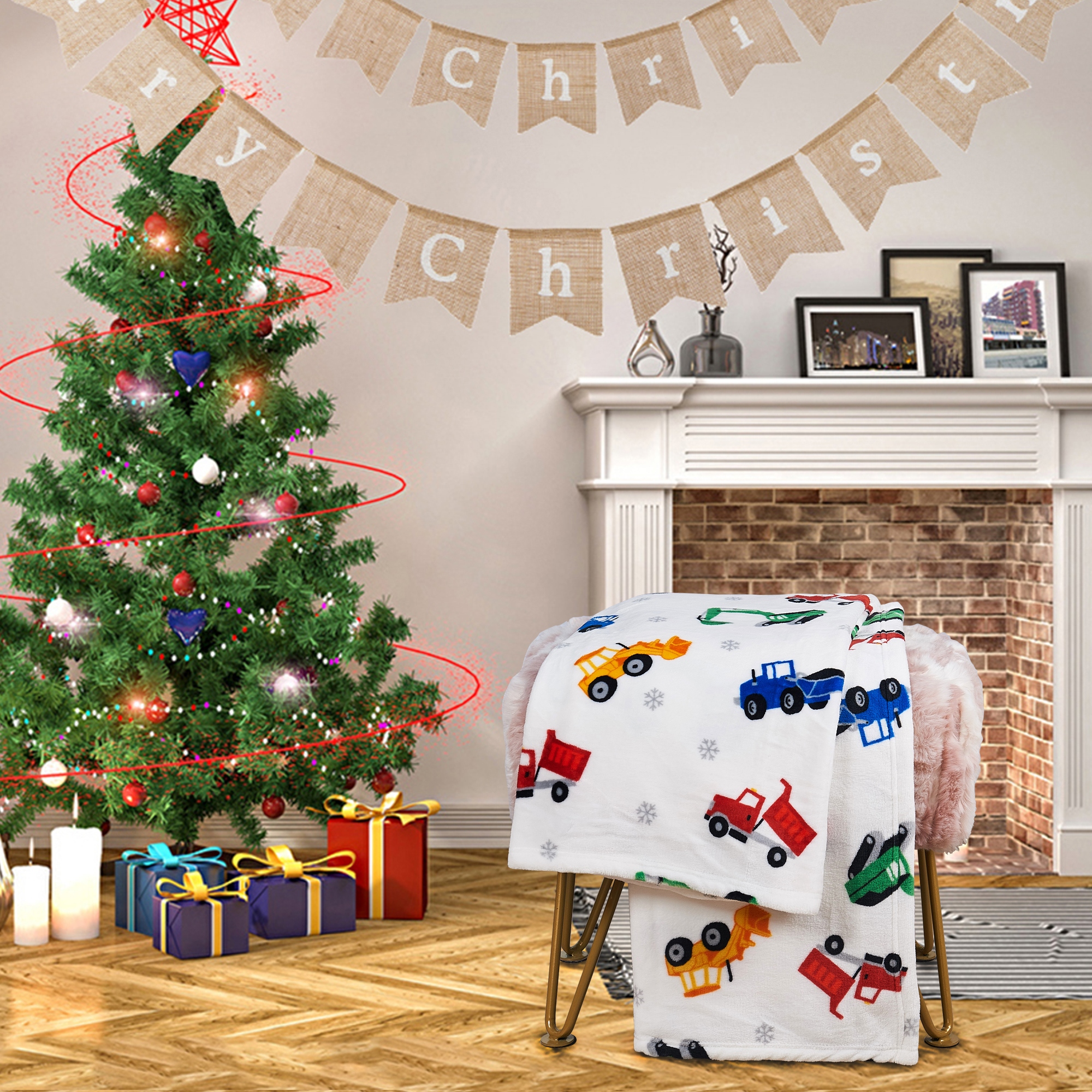 Christmas fleece throw blanket outlet