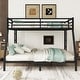 preview thumbnail 2 of 9, Queen over King Size Metal Bunk Bed with Fence, Ladder, and Noise-Reducing Design