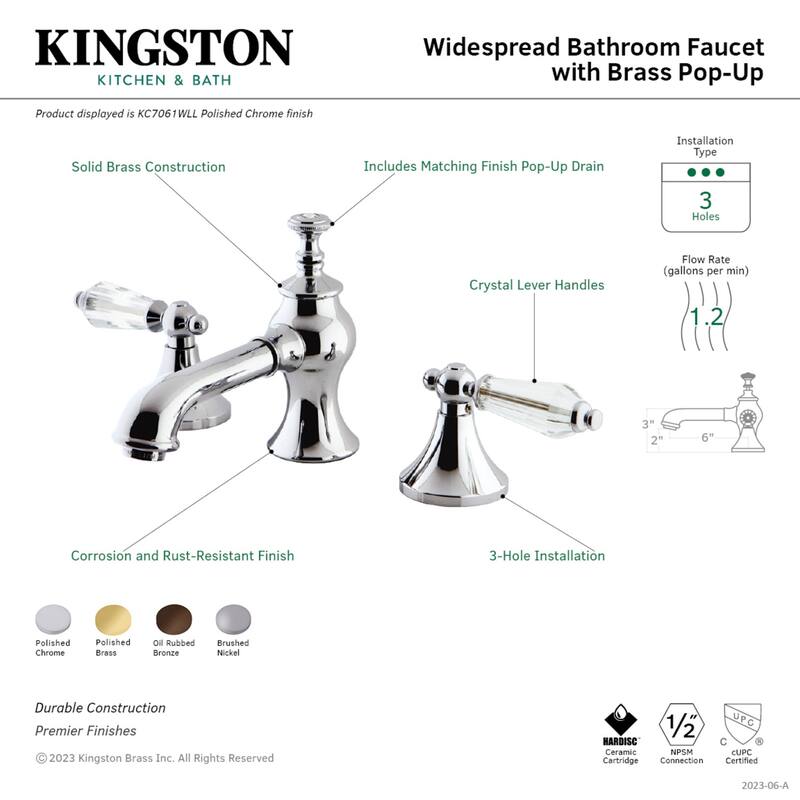 Kingston Brass Crystal Widespread Bathroom Faucet