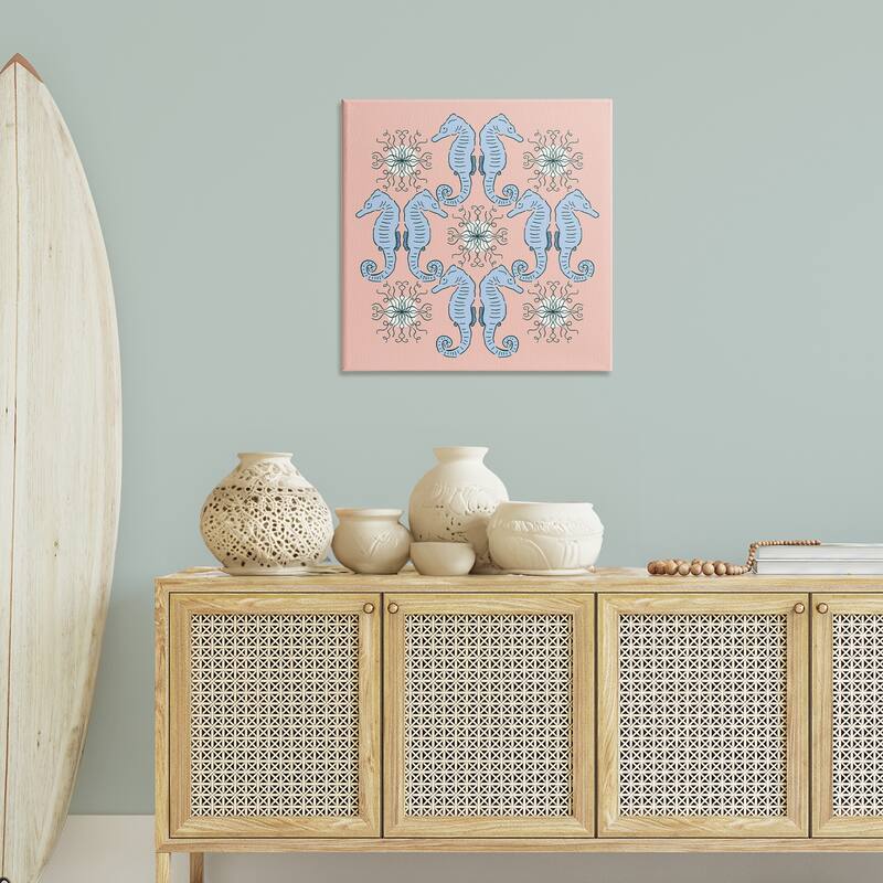 Stupell Symmetrical Coral Seahorse Pattern Canvas Wall Art Design By Sazerelli Designs