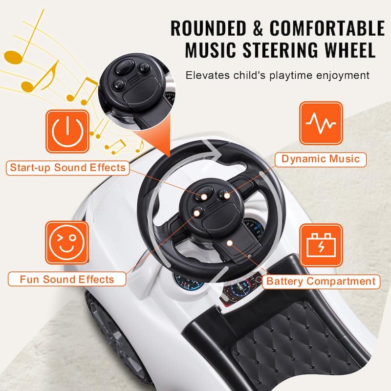 Plastic Ride on Push Car with Sit to Stand Toy and Music Steering Wheel Perfect Gift for Kids - 25.98 x 11.42 x 14.17 in