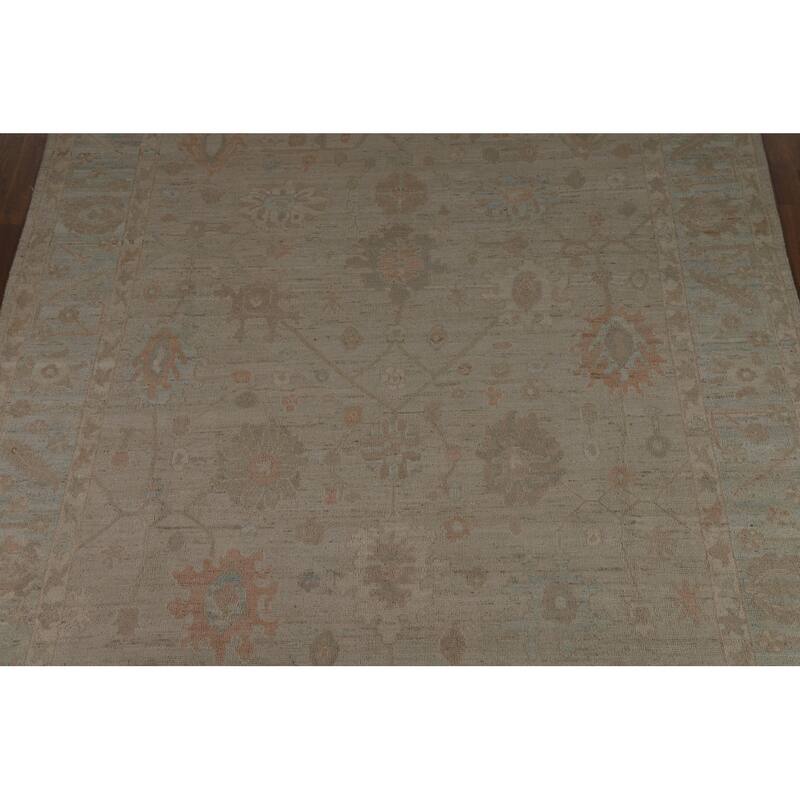 Vegetable Dye Transitional Oushak Turkish Rug Hand-Knotted Wool Carpet - 7'10" x 10'0"