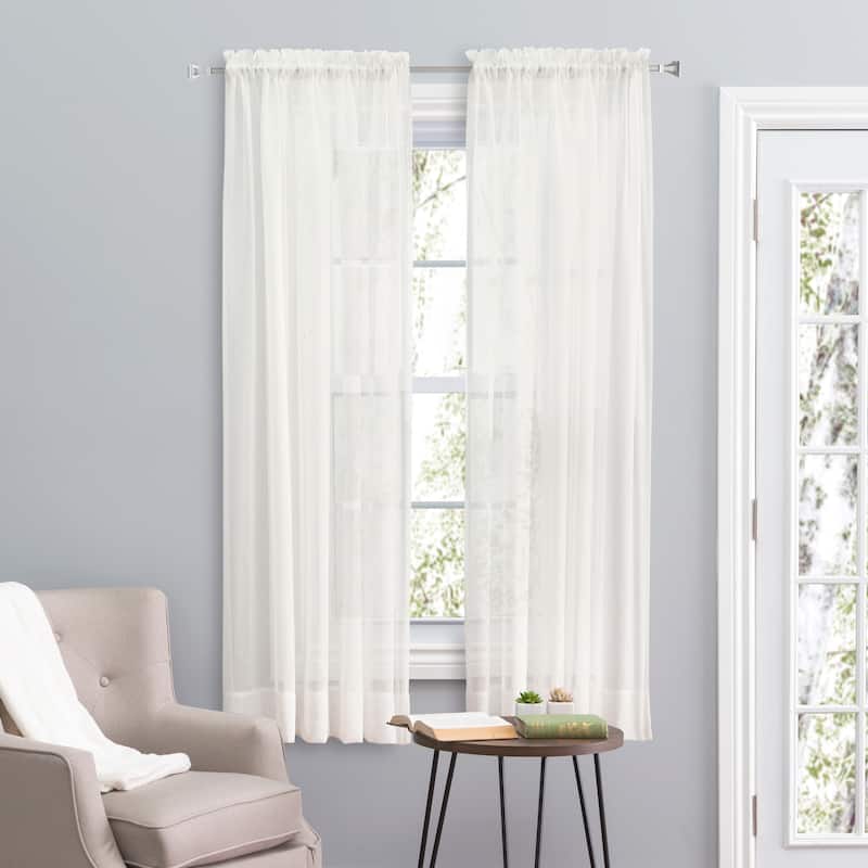 Sea Glass Semi-sheer Rod Pocket Single Curtain Panel or Full Bodied Valance - 55"W x 84"L Rod Pocket Panel - Natural