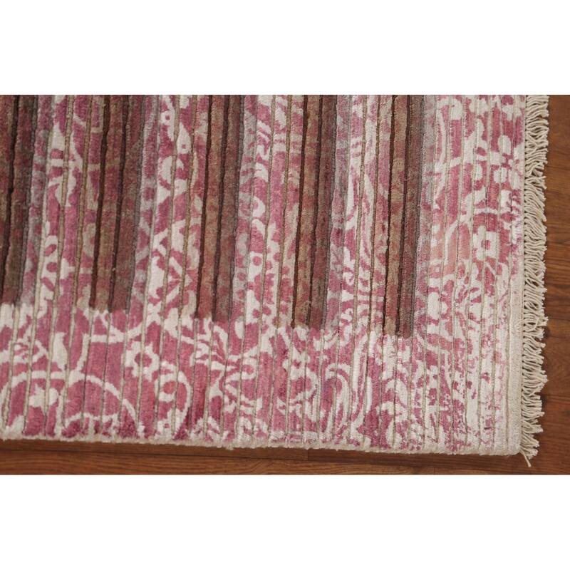 Striped Abstract Accent Rug Handmade Modern Wool Carpet - 2'8"x 4'9"