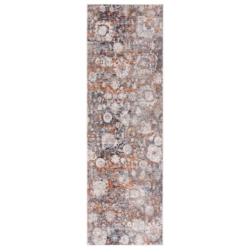 SAFAVIEH Limitee Evonne Vintage Floral Rug - 2'6" x 8' Runner - Charcoal/Beige