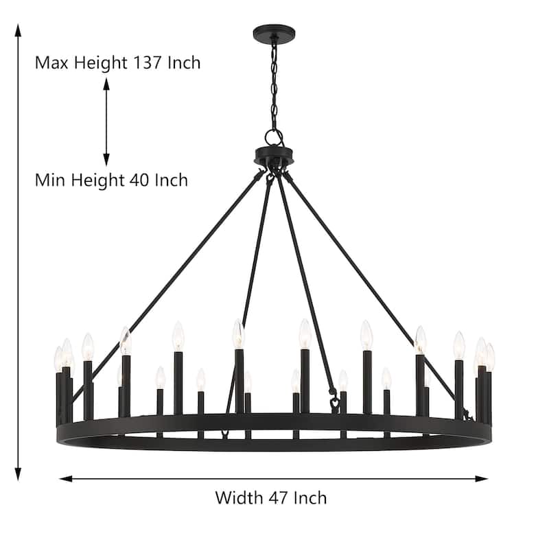 Acroma 24-light 47In Modern Farmhouse Large Wagon Wheel Chandelier