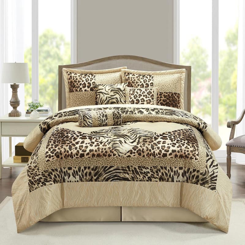Nanshing Africa 7 Piece Animal Print Comforter Set - Gold - King