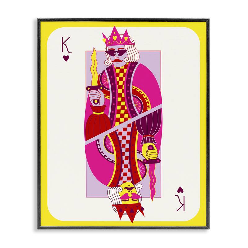 Stupell Bright Trendy King Card Framed Giclee Art Design By Grace Popp - 24 x 30 - Black