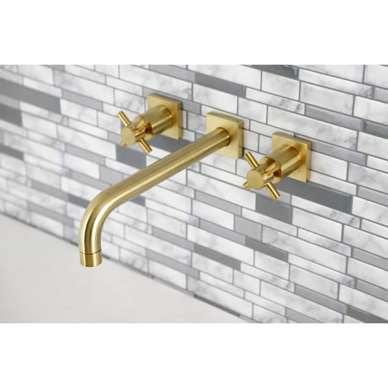 Concord 3-Hole Wall Mount Roman Tub Faucet in Polished Brass