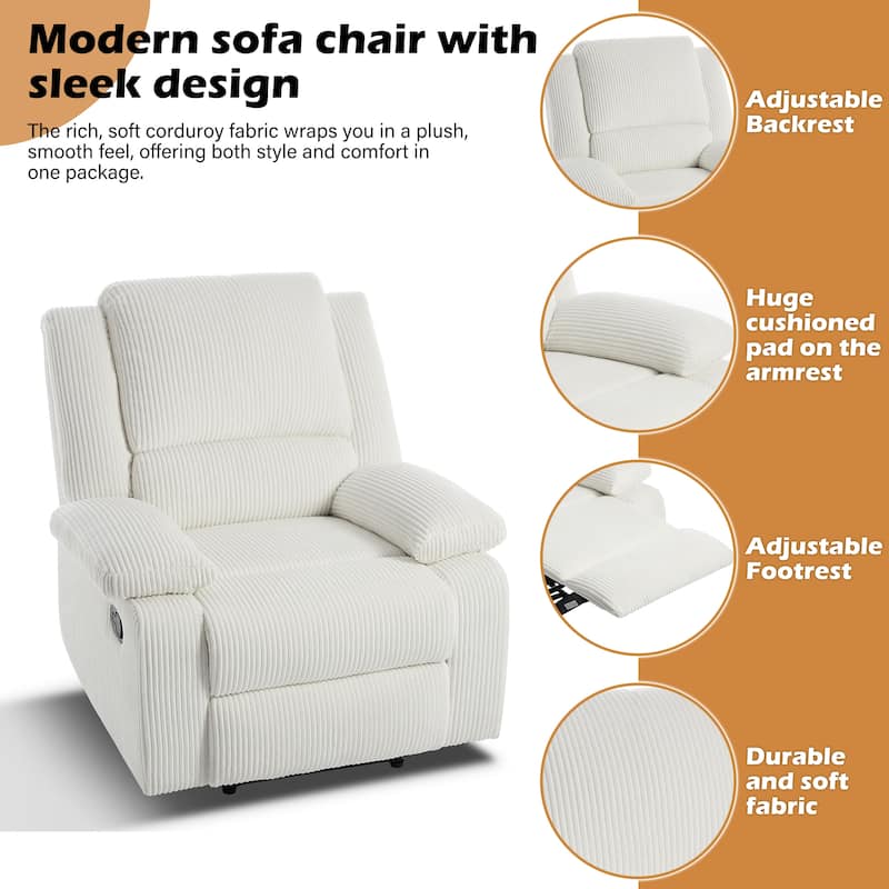 Vegan Leather Upholstered Push Back Manual Recliner Chair