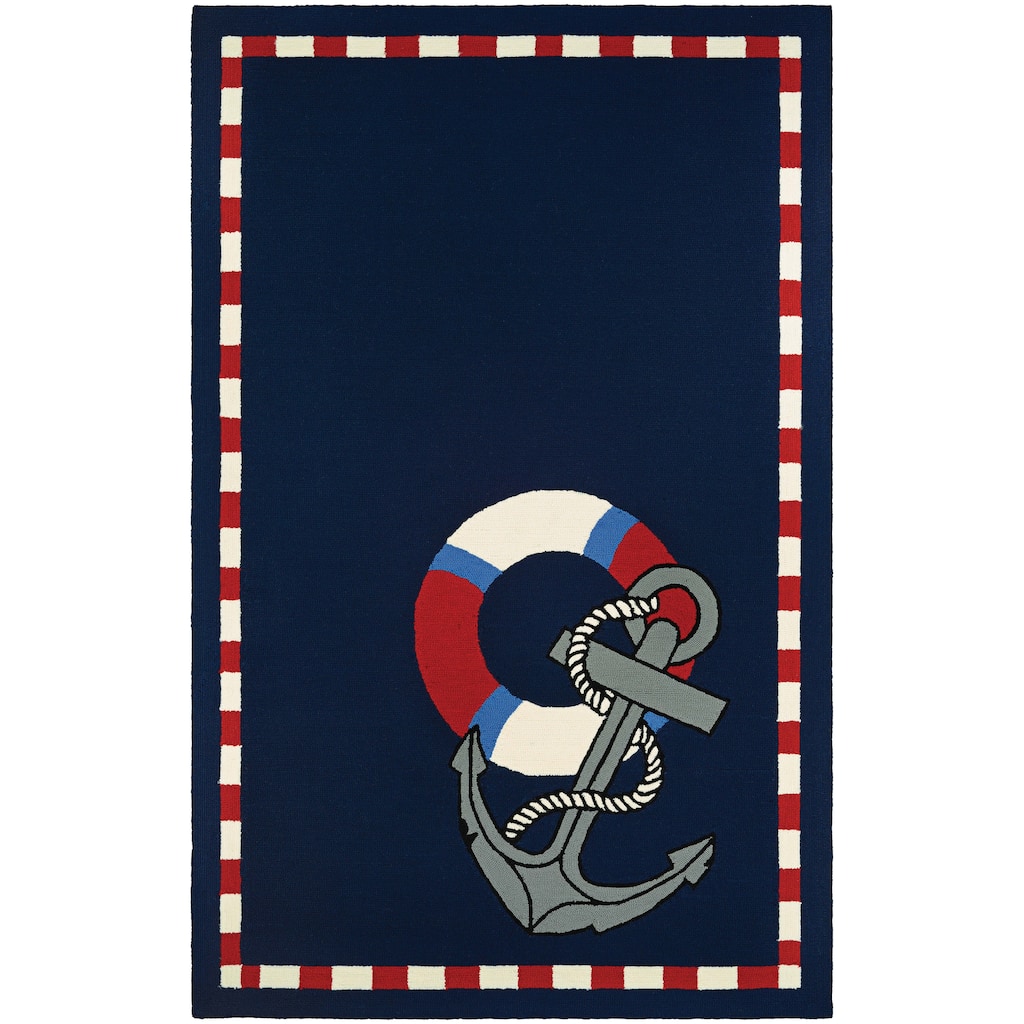 Picadilly Ancora Navy Blue Indoor/ Outdoor Area Rug