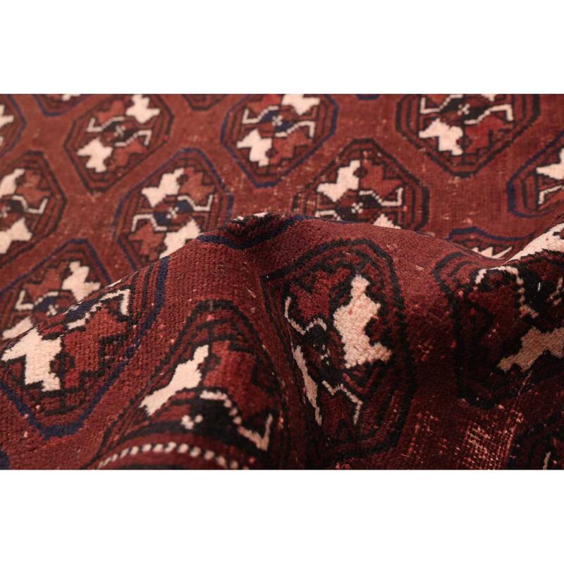 ECARPETGALLERY Hand-knotted Baluch Dark Brown Wool Rug - 3'5 x 7'10