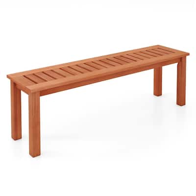 Teak Solid Wood Outdoor Bench Sturdy Backless Seating with Slatted Design - 47" x 12" x 16" (L x W x H)
