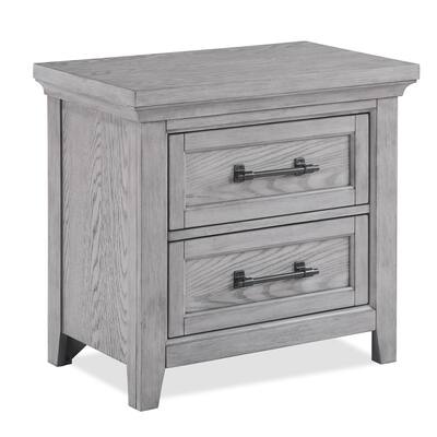 1pc Two Drawers Nightstand Wooden Bedroom Furniture Metal Pull Furniture