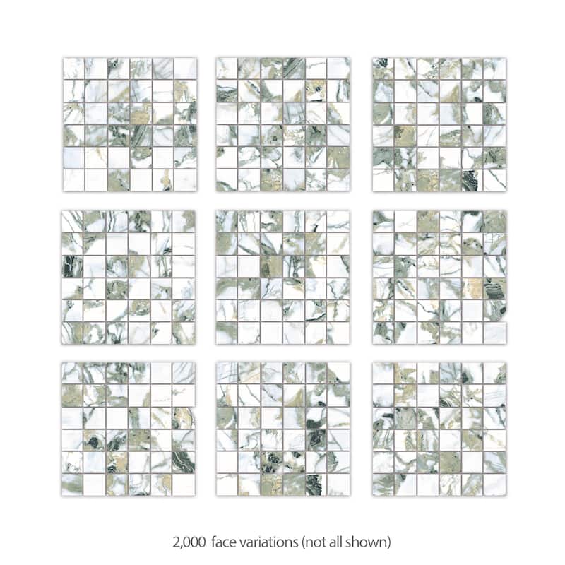 Merola Tile Touche 2" Square Jade 11-3/4" x 11-3/4" Porcelain Mosaic Floor and Wall Tile - (1 Tile)