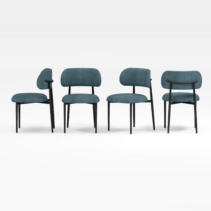 Vibe Upholstered Dining Chair with Black Metal Legs (Set of 4) - Teal Blue