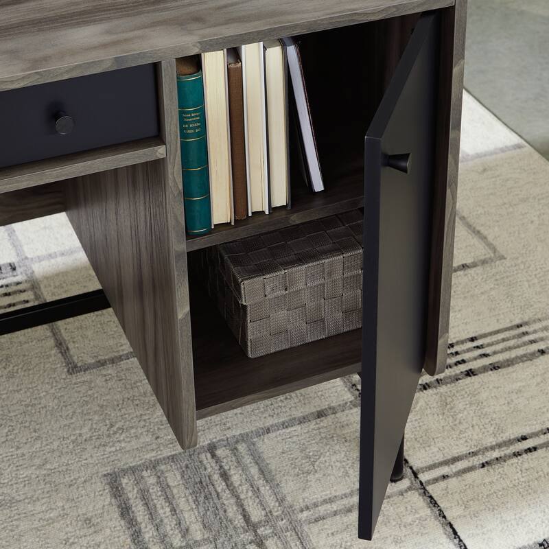 Wood Multi-purpose Desk with Adjustable Shelves, Gray