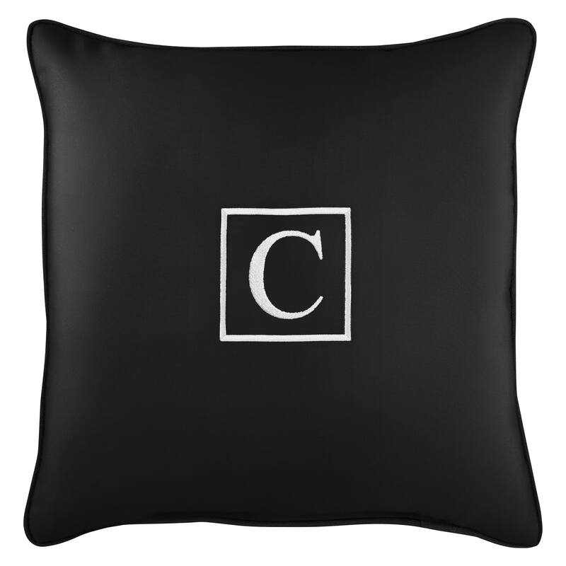 Monogram Corded Single Square Pillow by Havenside Home - "C" - Black