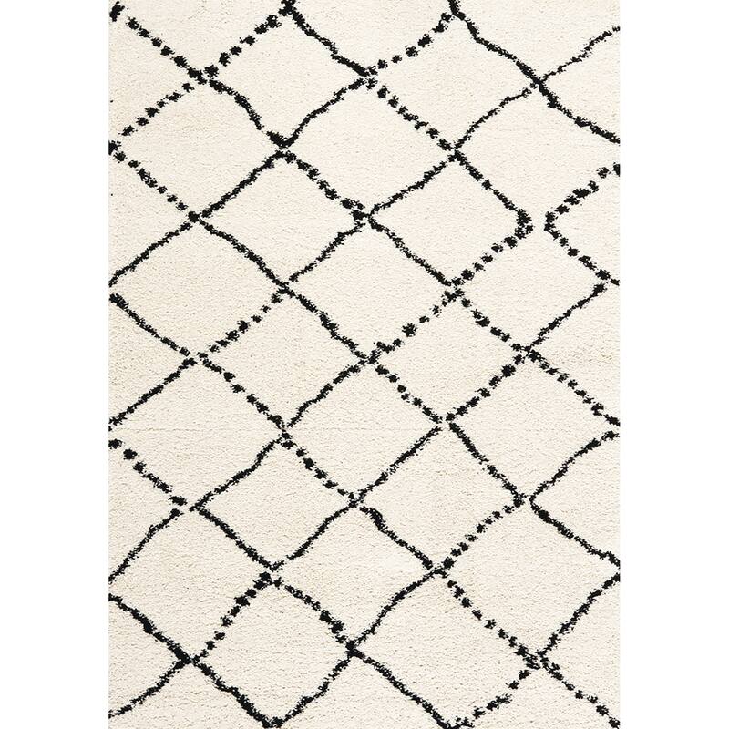 Miley Collection - Cream/ Black Lattice Rug - 2'8 x 4'11