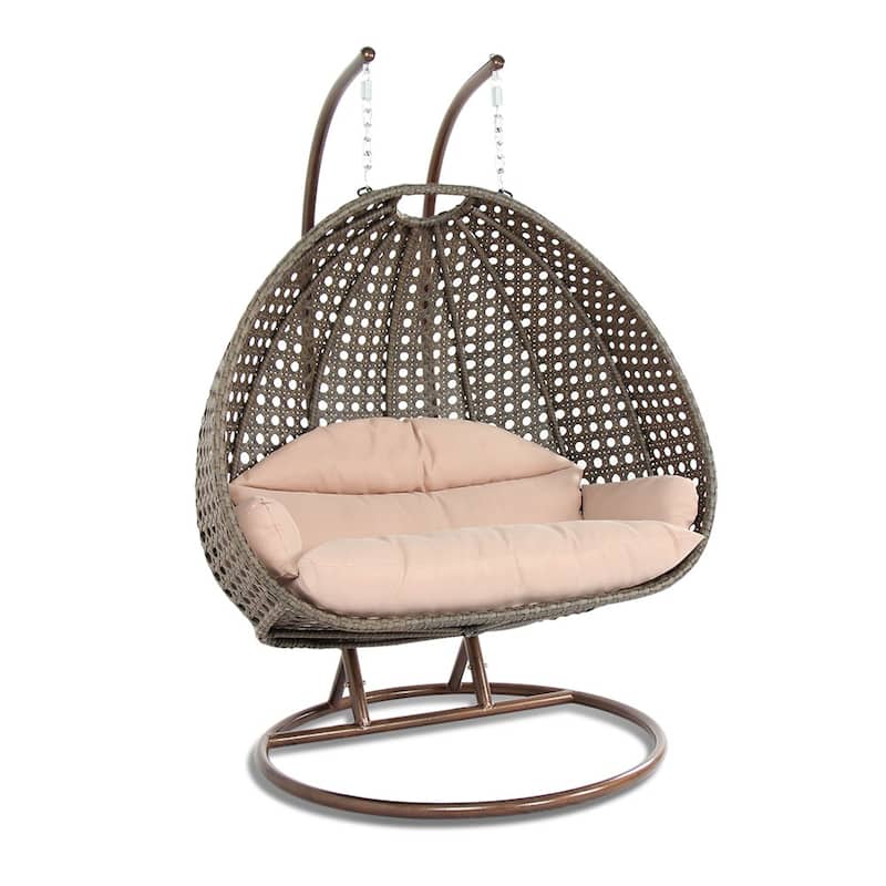 LeisureMod 2-Person Patio Hanging Egg Chair Cover in 600D Oxford Fabric with Waterproof PVC Lining Outdoor Swing Chair