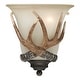 preview thumbnail 7 of 9, Yoho 1 Light Bronze Rustic Antler Flush Wall Sconce Cream Glass - 9-in W x 10-in H x 5.5-in D
