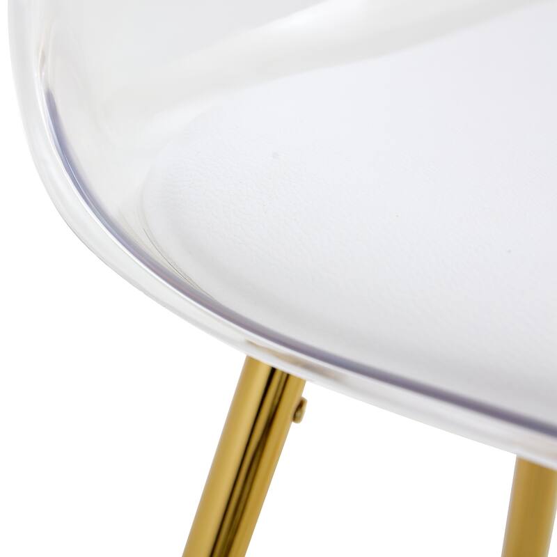 Clear Bar Stools Set of 2, Kitchen Island Chairs with Back and Footrest, Tall Acrylic Bar Chair with Metal Legs