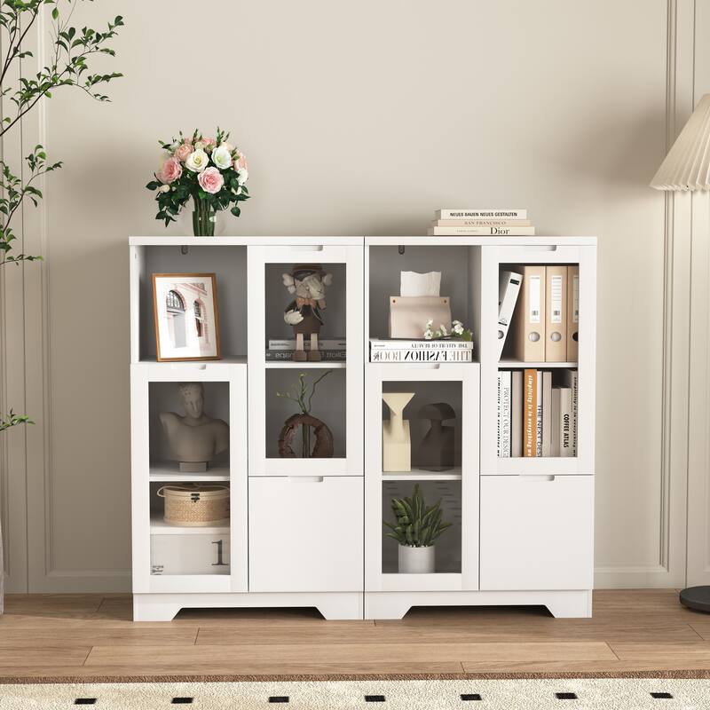 Modern Living Room Storage Cabinet with Doors and Shelves/Drawers,4 Colors