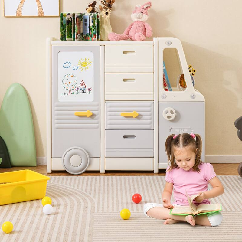 Gymax Kids Toy Storage Organizer w/4 Pull-out Drawers & Handles Large