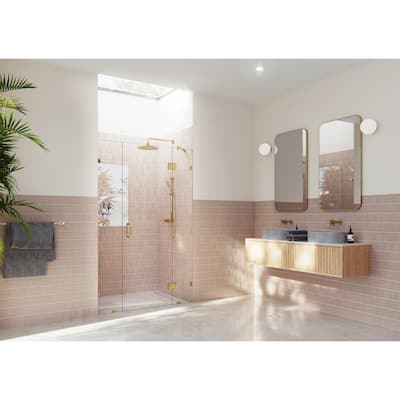 Glass Warehouse 47.5 in. W x 78 in. H Glass Hinged Pivot Frameless 3 Panel Inline Shower Door in