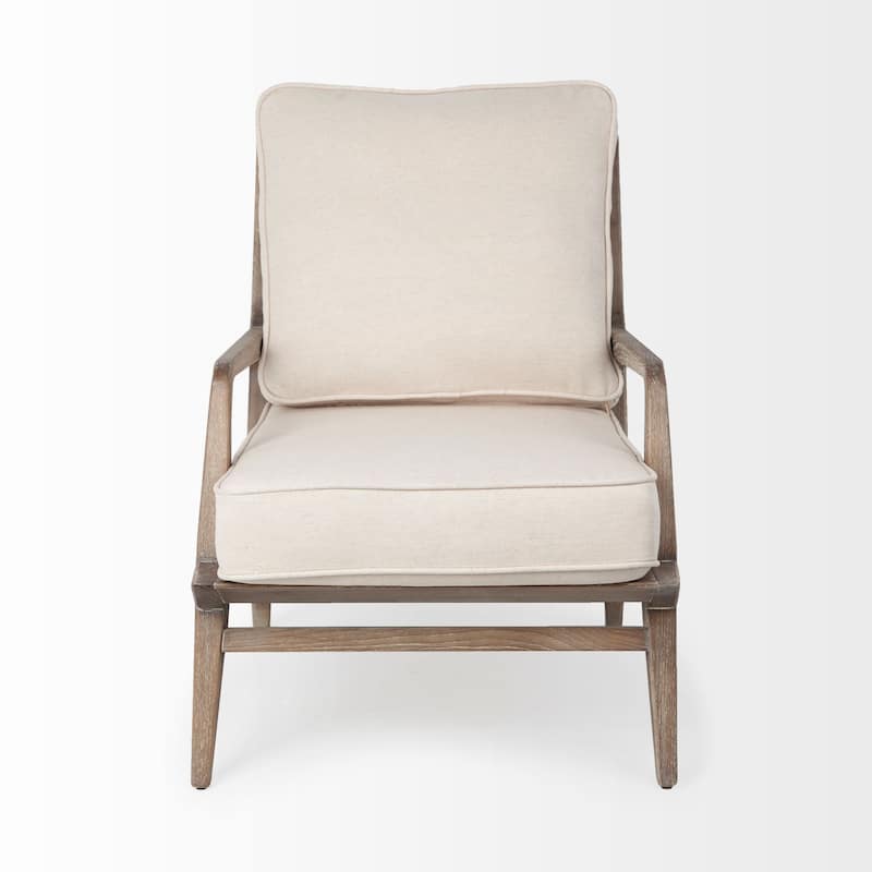 HomeRoots 24" Ivory and Brown Fabric Arm Chair - 24.01' X '32.28' X '31.88