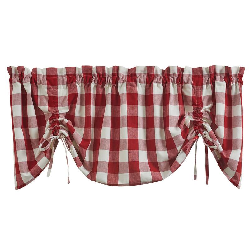 Park Designs Buffalo Check Lined Farmhouse Red Valance 60" - 60" X 20"