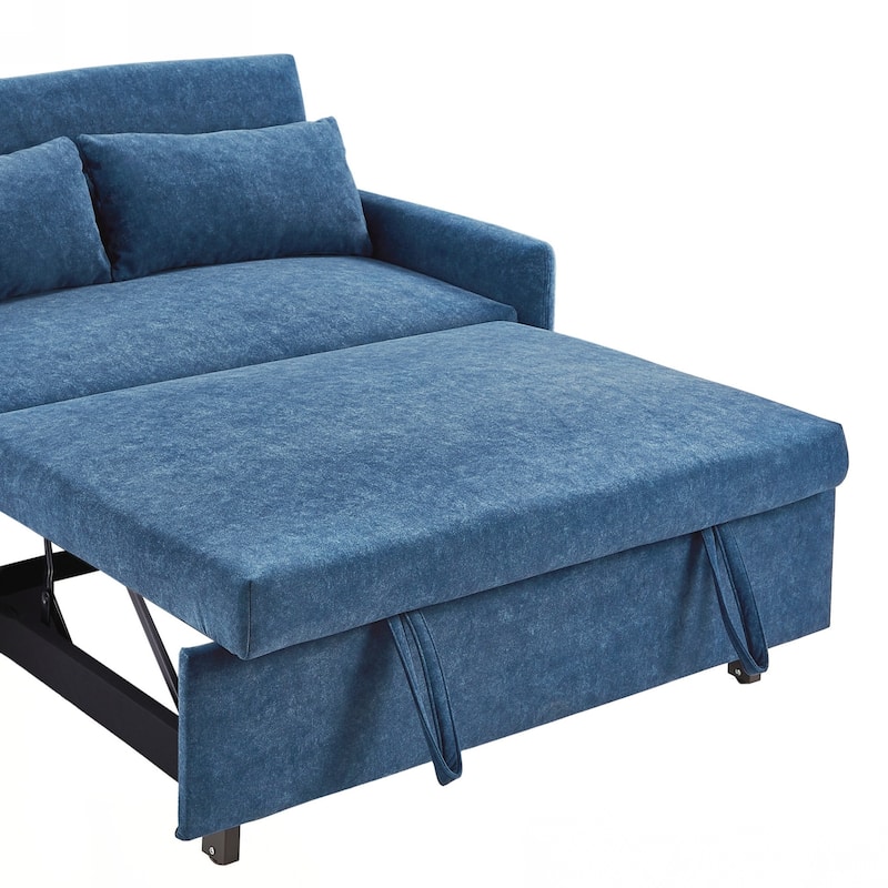55.1" Pull Out Sleep Sofa Bed Loveseats Sofa Couch with Adjsutable Backrest, Storage Pockets, 2 Soft Pillows, USB Ports